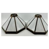Pair Of Tiffany-Style Glass Pendant Lamp Shades