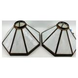 Pair Of Tiffany-Style Glass Pendant Lamp Shades