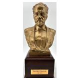 Three Composer Busts On Wood Pedestals: Tchaikovski, Handel & Verdi
