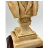 Three Composer Busts On Wood Pedestals: Tchaikovski, Handel & Verdi