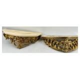 Turner Wall Accessory Pair of Ornate Gilt-Bronze Faux Marble Shelfs