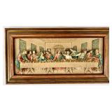 Religious Wall Plaque Set 2 Tall Gold Frames, Central Octagonal Frame & Last Supper Diorama