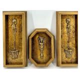Religious Wall Plaque Set 2 Tall Gold Frames, Central Octagonal Frame & Last Supper Diorama