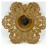 Rococo Revival Ornate Gold Tone Wall Clock & Sconces Set
