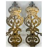 Rococo Revival Ornate Gold Tone Wall Clock & Sconces Set