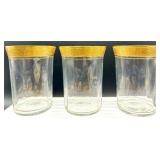Tiffin Franciscan Minton - Gold Rim Glassware Set- 3 Tall Tumblers & 11 Stemmed Glasses