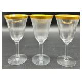 Tiffin Franciscan Minton - Gold Rim Crystal Glassware Set - Champagne Coupes, Tall Stem Glasses & Tumbler