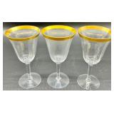 Tiffin Franciscan Minton - Gold Rim Crystal Glassware Set - Champagne Coupes, Tall Stem Glasses & Tumbler