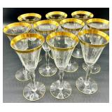 Tiffin Franciscan Minton - 10 Crystal Champagne Flutes with Gold Rim