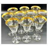 Tiffin Franciscan Minton - 10 Crystal Champagne Flutes with Gold Rim