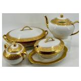 Limoges France - A Lanternier & Co. - Gold Floral Tea Set & Lids