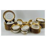 Limoges France - A Lanternier & Co. Gold Floral Border Tea cups, Coffee cups, Saucers with Creamer