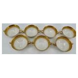 Limoges France - A Lanternier & Co. Gold Floral Border Tea cups, Coffee cups, Saucers with Creamer