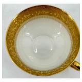 Limoges France - A Lanternier & Co. Gold Floral Border Tea cups, Coffee cups, Saucers with Creamer