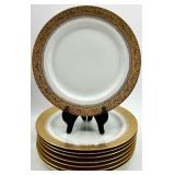Limoges France Gold Gilt Dinner Plates by A. Lanternier & Co