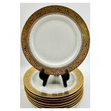 Limoges France Gold Gilt Dinner Plates by A. Lanternier & Co