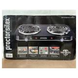 Proctor Silex Double Burner Electric Hot Plate in Box