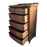 U - Antique Oak Highboy with Mirror