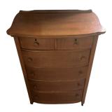 U - Antique Oak Highboy with Mirror