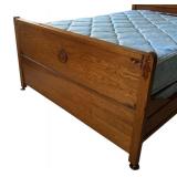 U - Vintage Full Size Wooden Bed with Carved Headboard and Footboard
