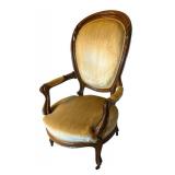 U - Pair of Antique Victorian Walnut Framed Parlor Upholstered Armchairs