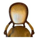 U - Pair of Antique Victorian Walnut Framed Parlor Upholstered Armchairs