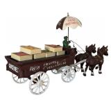 U - Vintage Cast Iron Fruit and Vegetable Wagon with Horses and Driver