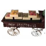 U - Vintage Cast Iron Fruit and Vegetable Wagon with Horses and Driver