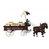 U - Vintage Cast Iron Fruit and Vegetable Wagon with Horses and Driver