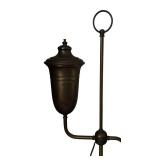 U - Vintage Ornate Brass Student Lamp with White Glass Shade