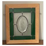 U - Stained Glass Panel with Etched Butterfly and Floral Design