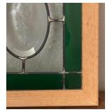 U - Stained Glass Panel with Etched Butterfly and Floral Design