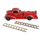 U - Vintage Hubley Kiddie Toy Fire Truck with Ladders
