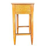 G - Vintage Oak Side Table with Single Drawer and Carved Details