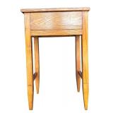G - Vintage Oak Side Table with Single Drawer and Carved Details