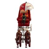 UL - Vintage Cast-Iron Coca-Cola Horse Drawn Delivery Wagon with Bottles