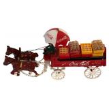 UL - Vintage Cast-Iron Coca-Cola Horse Drawn Delivery Wagon with Bottles