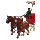 UL - Vintage Cast-Iron Coca-Cola Horse Drawn Delivery Wagon with Bottles