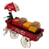 UL - Vintage Cast-Iron Coca-Cola Horse Drawn Delivery Wagon with Bottles