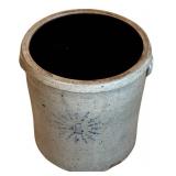 UL - Antique 4 Gallon Salt Glazed Stoneware Crock with Starburst Decoration