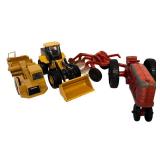 UL - Set of 3 Vintage Die-Cast Toy Farm Tractors and Loader Vehicles