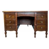 UL - Vintage Wooden Office Desk with 7 Drawers and Organizer Tray