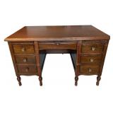 UL - Vintage Wooden Office Desk with 7 Drawers and Organizer Tray