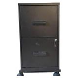 UL - 2-Drawer Black Metal File Cabinet with Keys and Casters