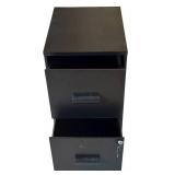 UL - 2-Drawer Black Metal File Cabinet with Keys and Casters
