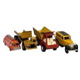 UL - Lot of 4 Vintage Die-Cast Trucks and 1932 Montgomery Ward Bank Car