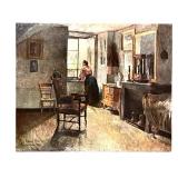 UL - Harriet Backer "Interior" Framed Print, Vintage 12" x 14"
