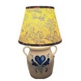 UL - Rowe Pottery Works Stoneware Table Lamp with Heart Design and Fabric Shade, 16 Inch