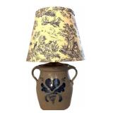 UL - Rowe Pottery Works Stoneware Table Lamp with Heart Design and Fabric Shade, 16 Inch