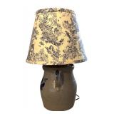 UL - Rowe Pottery Works Stoneware Table Lamp with Heart Design and Fabric Shade, 16 Inch